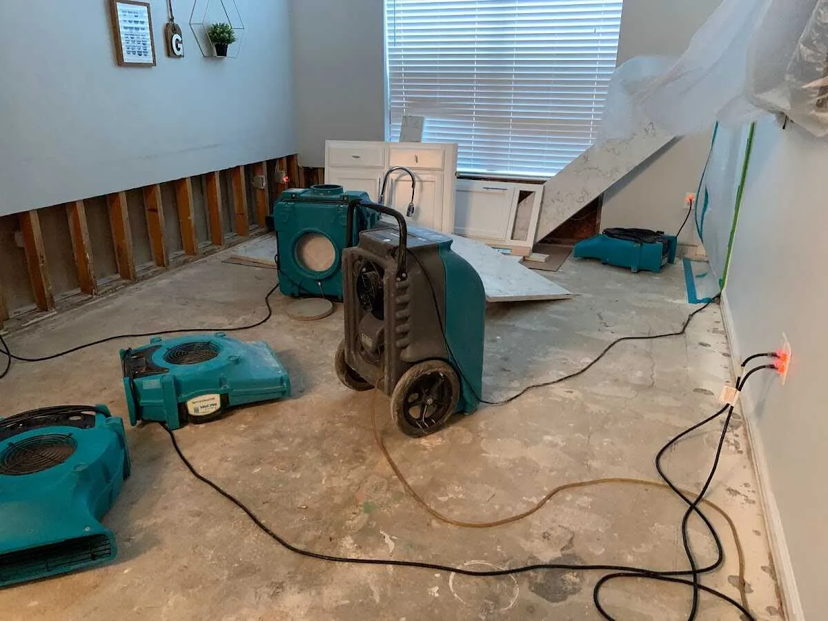 Dehumidifier in flood-cut room for Water Damage Restoration in Sunny Isles Beach